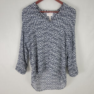 Laundry by Shelli‎ Segal Shirt Womens Small Tunic Top Long Bishop Sleeve V Neck